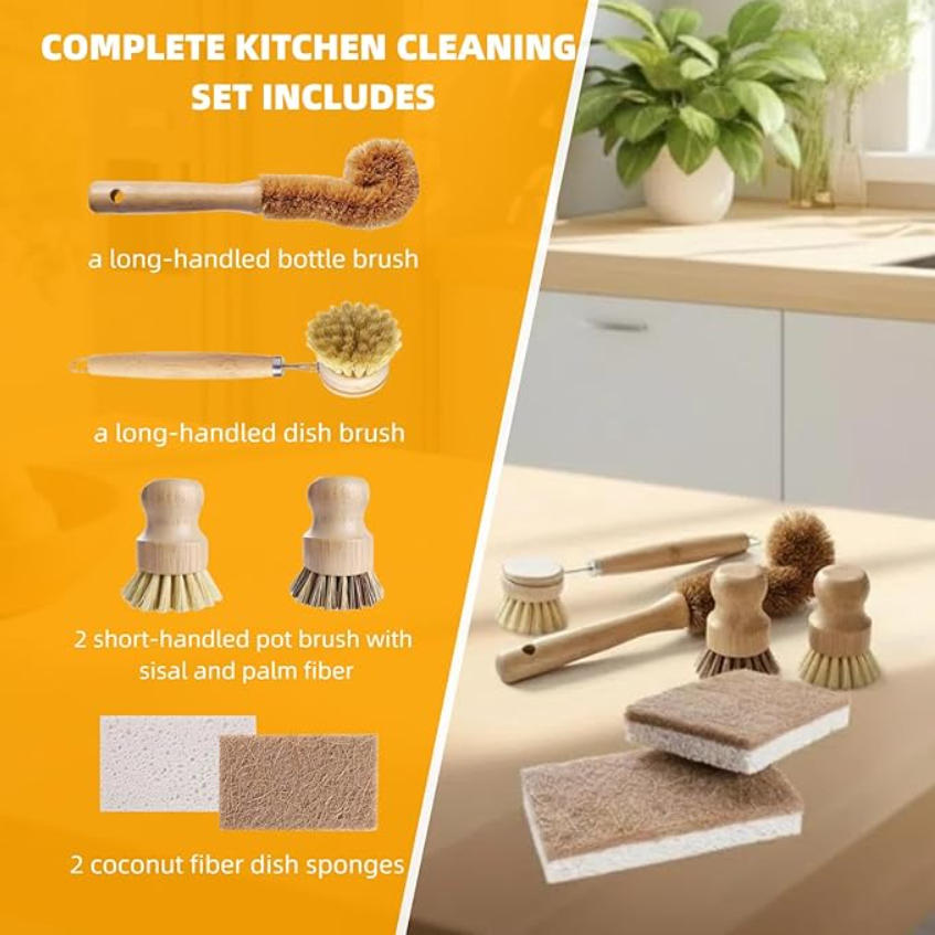 6 Parça Bambu Bulaşık Fırçası  - Substrate Coconut Fiber incelemesi ve fiyatı
